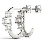 Load image into Gallery viewer, 3 Stone Lab Grown Diamond Earrings For Women