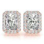 Load image into Gallery viewer, Emerald Cut Diamond Halo Earrings