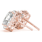 Load image into Gallery viewer, Emerald Cut Diamond Halo Earrings