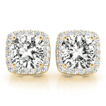 Load image into Gallery viewer, Cushion Diamond Halo Earrings