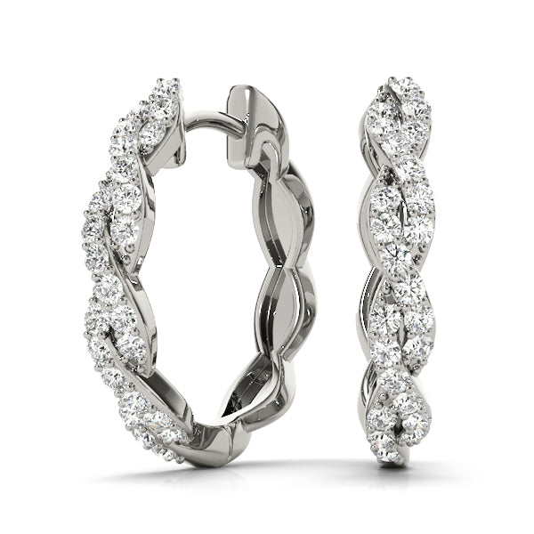 Twisted Diamond Hoop Earrings For Women