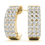 Load image into Gallery viewer, Three Row Diamond Hoop Earrings