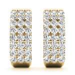 Load image into Gallery viewer, Three Row Diamond Hoop Earrings