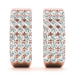Load image into Gallery viewer, Three Row Diamond Hoop Earrings