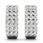 Load image into Gallery viewer, Three Row Diamond Hoop Earrings