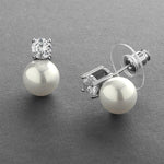 Load image into Gallery viewer, Cubic Zirconia Pearl Bridal Earrings