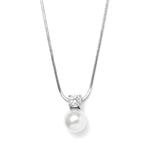 Load image into Gallery viewer, White Pearl & CZ Solitaire Bridal Necklace