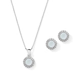Load image into Gallery viewer, Blue Opal Halo Bridal Necklace And Earrings Set