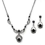 Load image into Gallery viewer, Black Crystal Necklace And Earring Set For Weddings