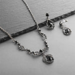 Load image into Gallery viewer, Black Crystal Necklace And Earring Set For Weddings