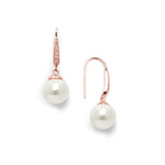 Load image into Gallery viewer, 14k Rose Gold Pearl Drop Earrings