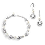 Load image into Gallery viewer, Feminine Ivory Pearl Bridal Bracelet And Earring Set