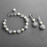 Load image into Gallery viewer, Feminine Ivory Pearl Bridal Bracelet And Earring Set