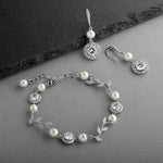 Load image into Gallery viewer, Pearl And Cubic Zirconia Bracelet and Earrings Set