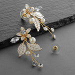 Load image into Gallery viewer, Gold Vine Earrings With Crystals