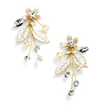 Load image into Gallery viewer, Gold Vine Earrings With Crystals