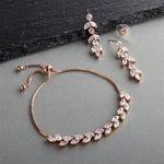 Load image into Gallery viewer, Rose Gold Bridal Bracelet And Earring Set