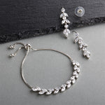 Load image into Gallery viewer, Cubic Zirconia Silver Bridal Bracelet & Earrings Set