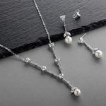 Load image into Gallery viewer, Silver Cubic Zirconia Necklace And Earring Set