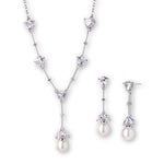 Load image into Gallery viewer, Silver Cubic Zirconia Necklace And Earring Set