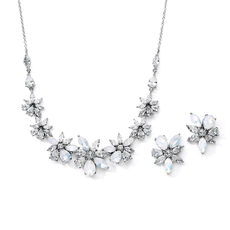 Opal & Cubic Zirconium Wedding Jewelry Set
