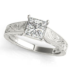Load image into Gallery viewer, Solitaire Princess Engagement Ring With Trellis Design