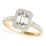 Load image into Gallery viewer, Semi-mount Emerald Cut Halo Engagement Ring