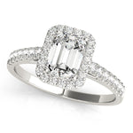 Load image into Gallery viewer, Semi-mount Emerald Cut Halo Engagement Ring