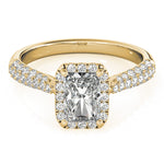 Load image into Gallery viewer, Pave Setting Emerald Diamond Engagement Ring