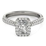 Load image into Gallery viewer, Pave Setting Emerald Diamond Engagement Ring