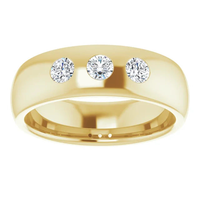 Three Stone Diamond Wedding Band For Men