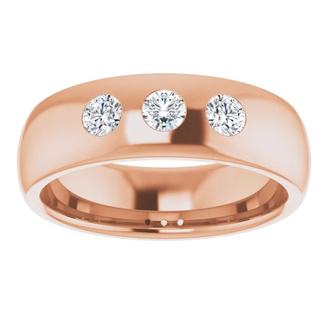 Three Stone Diamond Wedding Band For Men