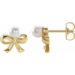 Load image into Gallery viewer, Sterling Silver Cultured Pearl Bow Earrings