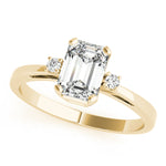 Load image into Gallery viewer, Three Stone Women's Emerald Cut Engagement Ring