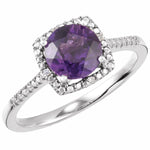 Load image into Gallery viewer, Natural Round Diamond Amethyst Ring