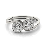 Load image into Gallery viewer, Two Stone Round Diamond Halo Ring