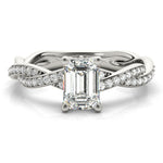 Load image into Gallery viewer, Emerald-Cut Braided Shank Multi-Row Diamond Ring