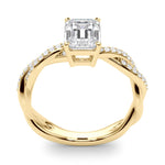 Load image into Gallery viewer, Emerald-Cut Braided Shank Multi-Row Diamond Ring
