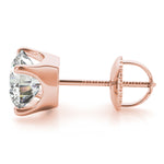 Load image into Gallery viewer, 4 Prong Gold Stud Earrings For Women