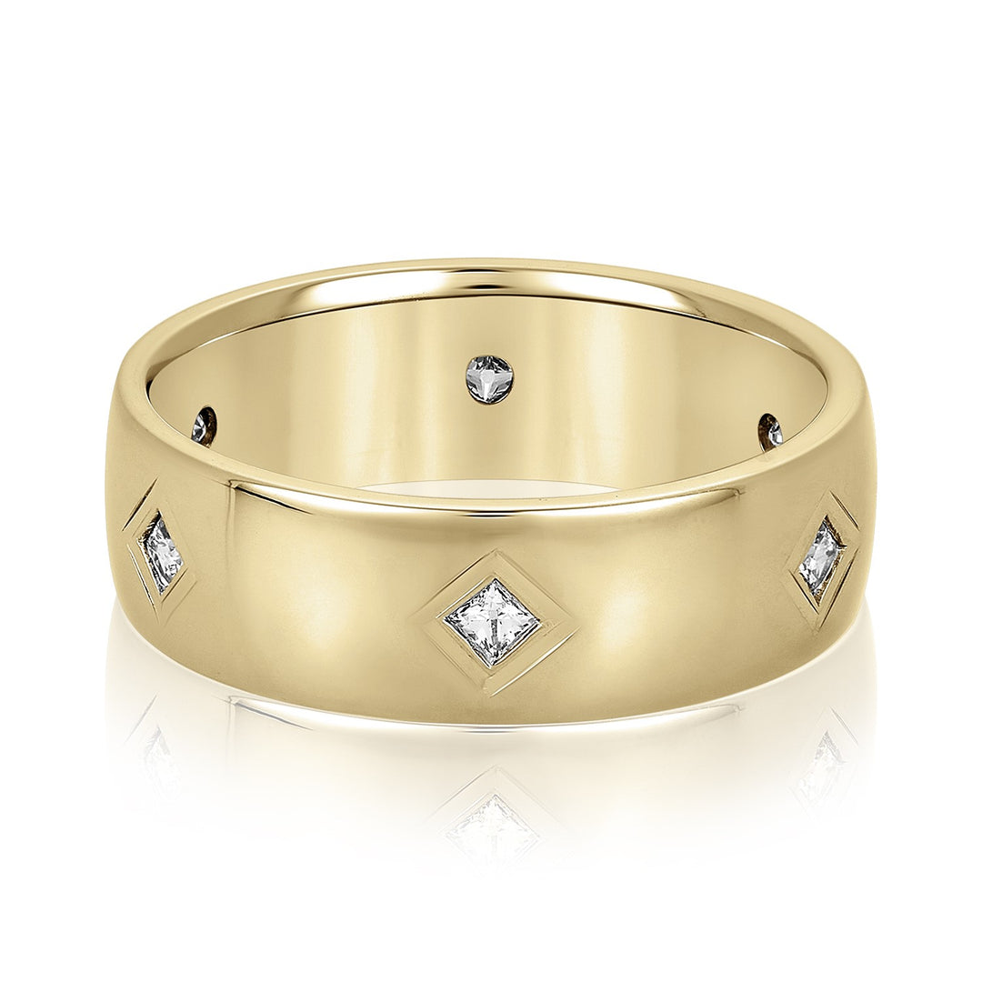 Square Diamond Wedding Band For Him