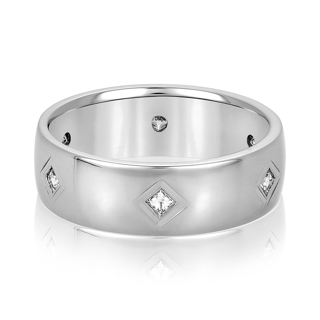 Square Diamond Wedding Band For Him