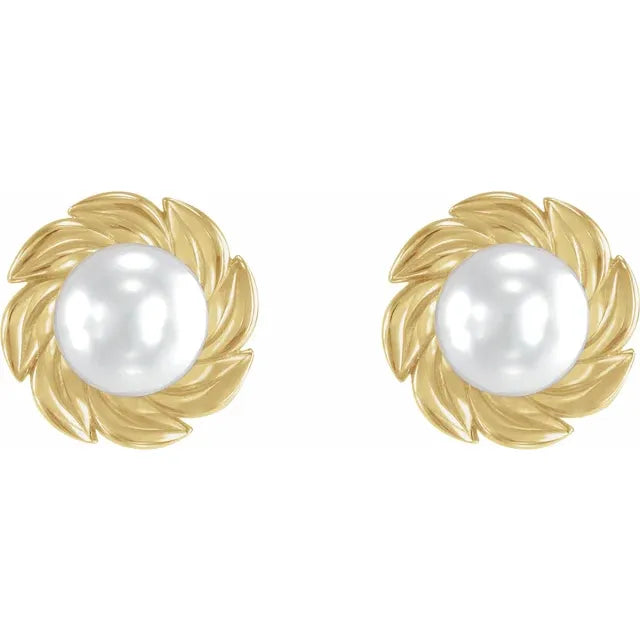 Nature-Inspired Pearl Leaf Earrings