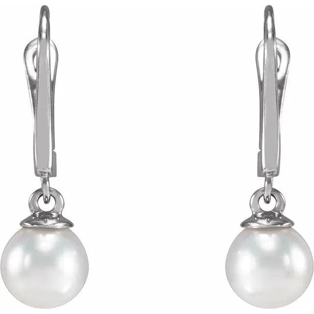 Luminous 14k Yellow Gold Pearl Dangle Earrings