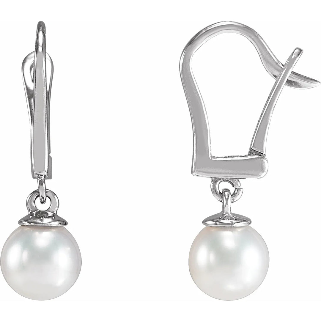 Luminous 14k Yellow Gold Pearl Dangle Earrings