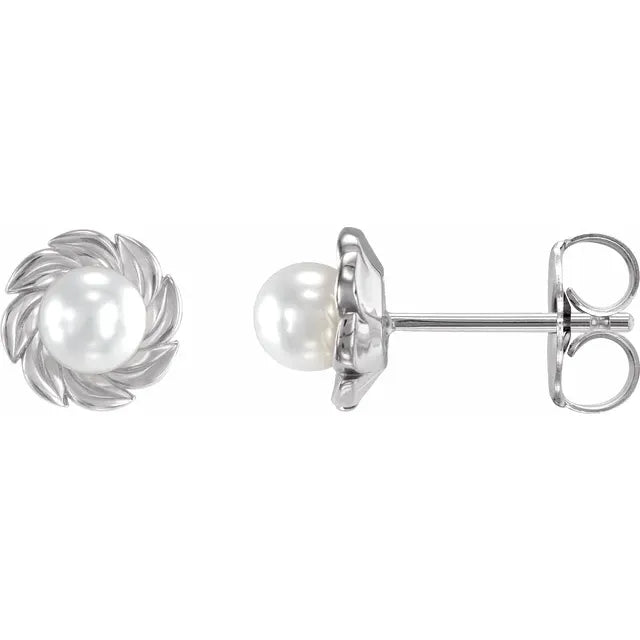 Nature-Inspired Pearl Leaf Earrings