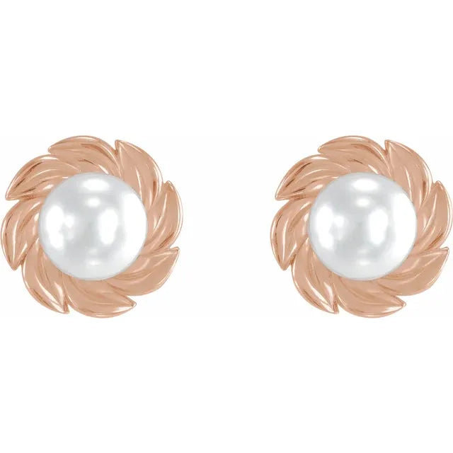 Nature-Inspired Pearl Leaf Earrings