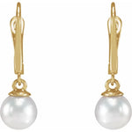 Load image into Gallery viewer, Luminous 14k Yellow Gold Pearl Dangle Earrings
