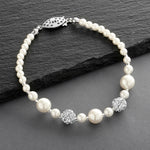 Load image into Gallery viewer, Dainty Pearl And Rhinestone Bridal Bracelet
