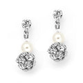 Dainty Pearl And Rhinestone Wedding Earrings