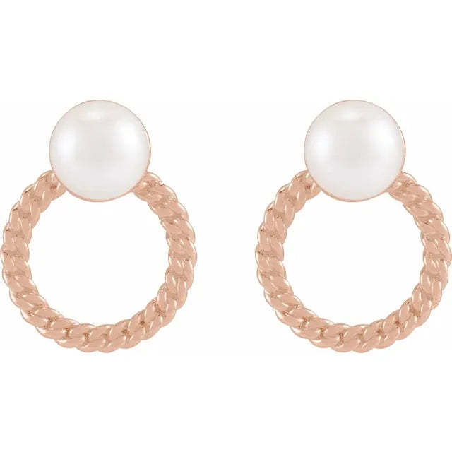 Akoya Cultured Pearl Curb Chain Earrings